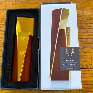 NWT Wood & Gold Bottle Opener